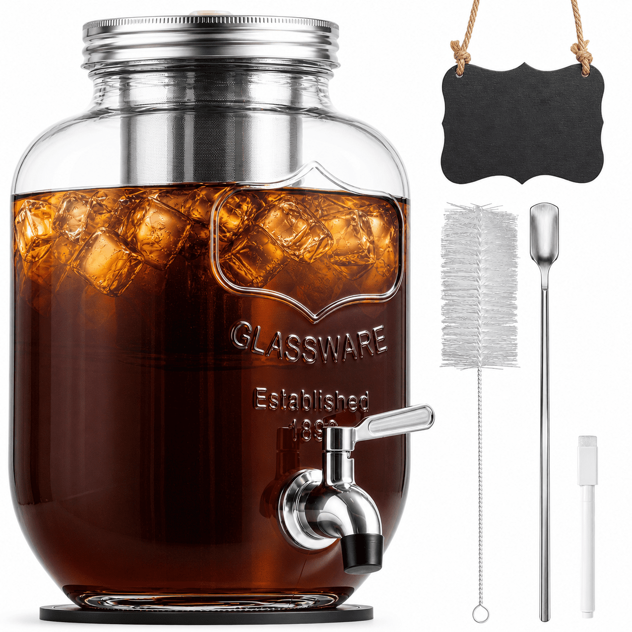 Clear 1 Gallon Cold Brew Coffee Maker with Filter and Spigot - Walmart ...