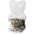 thumbnail image 1 of Clear 10.4 Inch Large Bear Shape Piggy Bank, Plastic Piggy Bank with Twist Cap and Slot for Adults Kids Openable, Reusable Money Saving Box for Birthday, 1 of 5