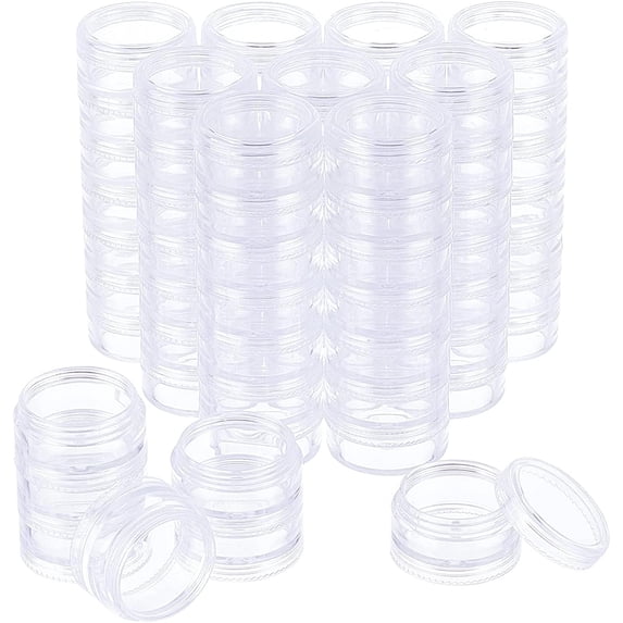 Clear 10 Sets 5ML Clear Column 31.5mm Plastic Refillable Cream Jar with Aluminium Screw Lid Inner Cover Empty Portable Cosmetic Containers for Storing Lotions Powders and Ointments