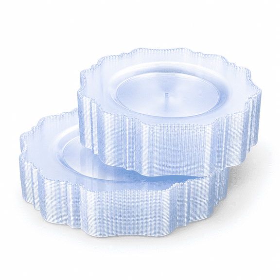 Clear 100-Pack Disposable Plastic Party Plates Set with 50 Dinner and 50 Dessert Plates