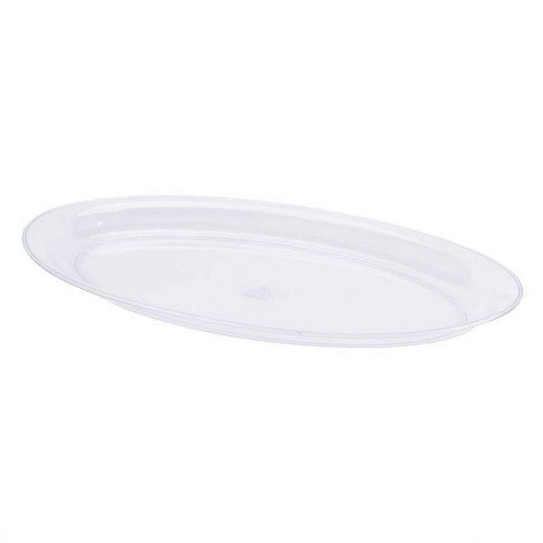 11 x 16 White Rectangular with Groove Rim Plastic Serving Trays