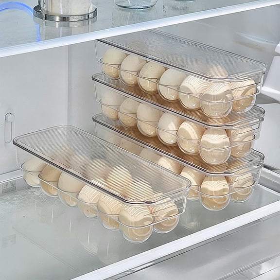 Clear 12-Compartment Egg Storage Container, Plastic Refrigerator Egg Tray Holder, Airtight Kitchen Food Storage Box for Eggs, Countertop or Fridge