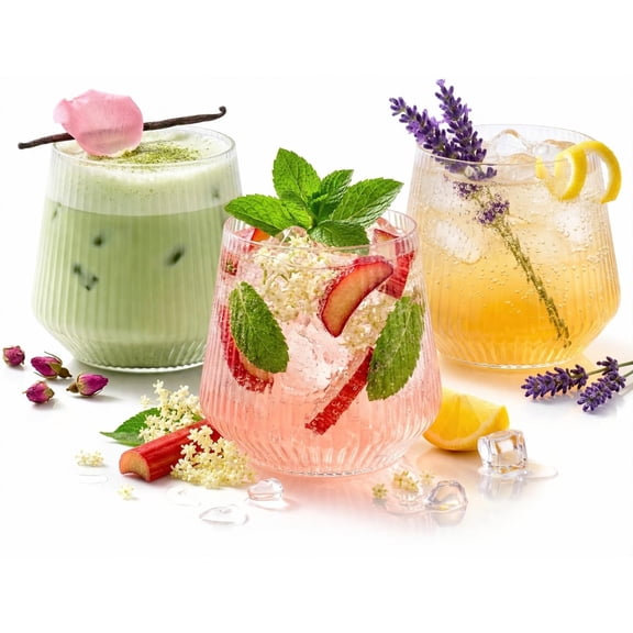 Clear 12 Ounce Ribbed Stemless Plastic Cups, 40 Count
