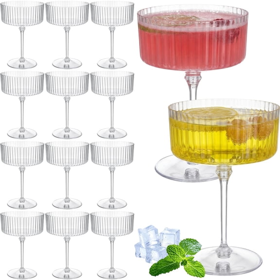 Clear 12 Plastic Martini Cups 10 Oz Disposable Dessert Parfait Glassware