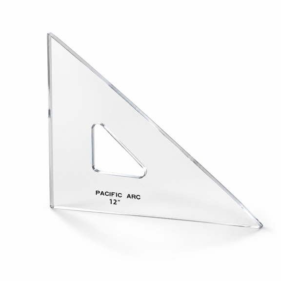 Clear 12-inch 45/90 Degree Drafting Triangle for Architects, Students and Drafting