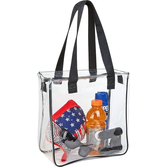 Clear 12 x 12 x 6 - NFL Stadium Approved Tote Bag with 35" Black Handles - NEW