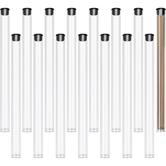 Clear 15 Pcs Clear Plastic Tube with Black Lid Transparent Plastic Tube Clear Storage Holder Clear Bead Containers for Store Incense Sticks Beads 9.1 inches