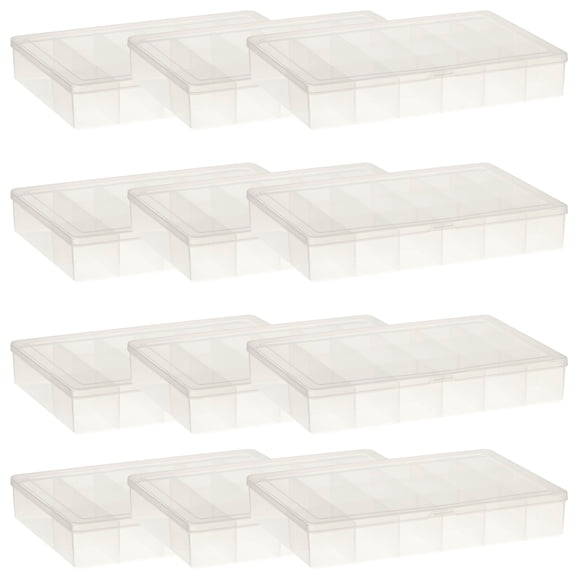 Bead Landing Clear 17 Compartment Bead Organizer by Simply Tidy - Storage Box Organizer for Beads, Nuts, Bolts, and Tacks - Bulk 12 Pack