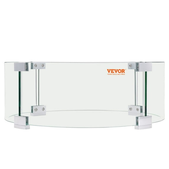 Clear 17x6.7 Inch Fire Pit Wind Guard, Thick 0.24-Inch Tempered Glass Flame Shield, Universal Fit for Most Outdoor Propane/Natural Gas Fire Pits