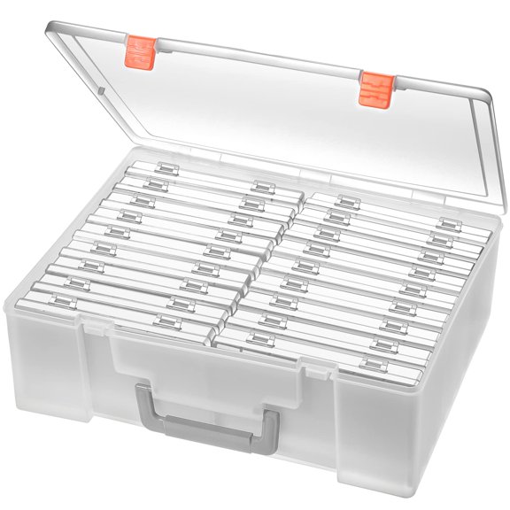 Clear 18 Boxes Plastic Craft Storage Chest 4x6 Photo Organizer