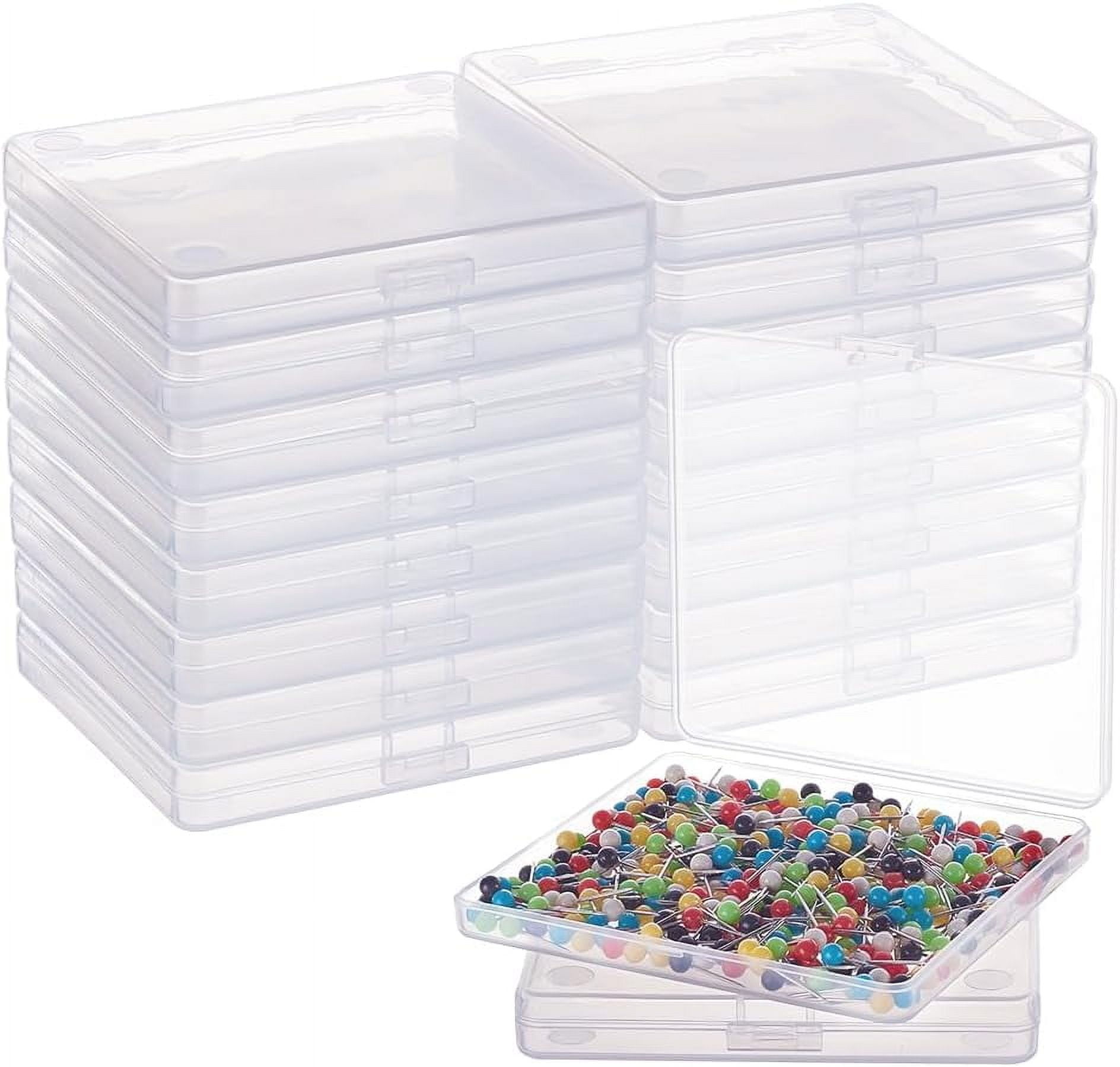 Clear 18 Pack Rectangle Clear Plastic Bead Storage Containers Box Drawer Organizers with Lid for Beads Cards and Other Craft Accessories - 3.3x3x0.47 Inches