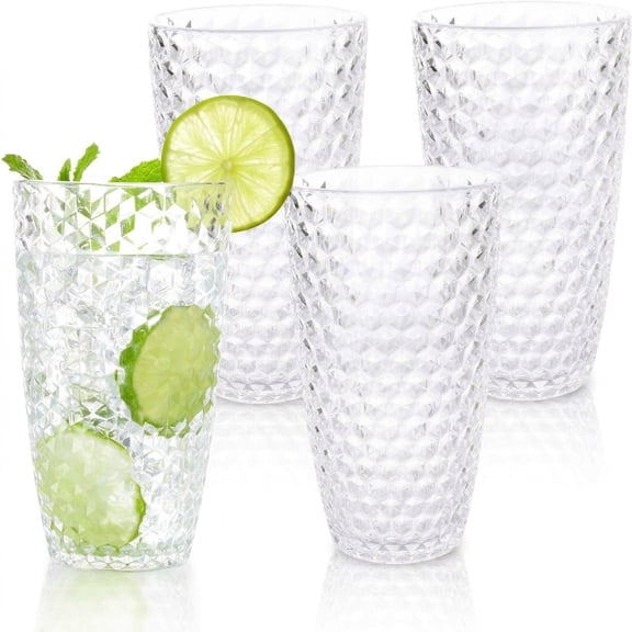 Clear 19 oz Shatterproof Tritan Plastic Tall Tumbler Set of 4