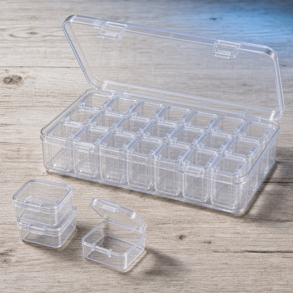 Clear - 1P Rectangle Bead Organizer Box 30 Small Plastic Storage Cases for DIY Craft