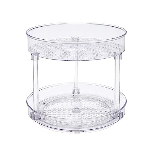 Clear 9-Inch 2-Tier Revolving Plastic Lazy Susan Organizer