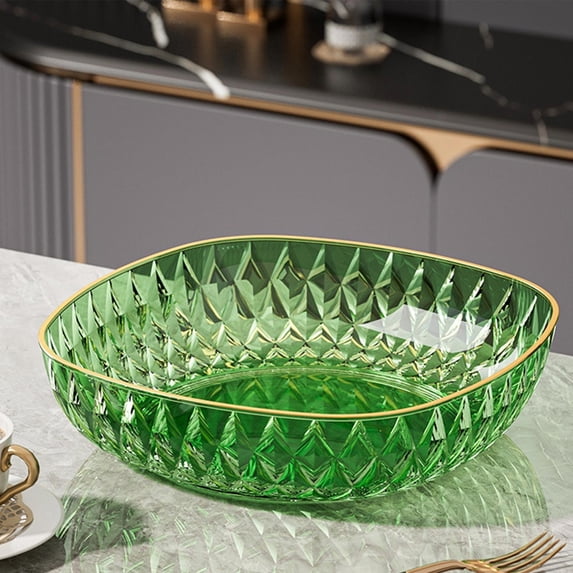 Clear 20x20cm Plastic Serving Bowl, Transparent Fruit & Snack Dish for Living Room, Table & Kitchen