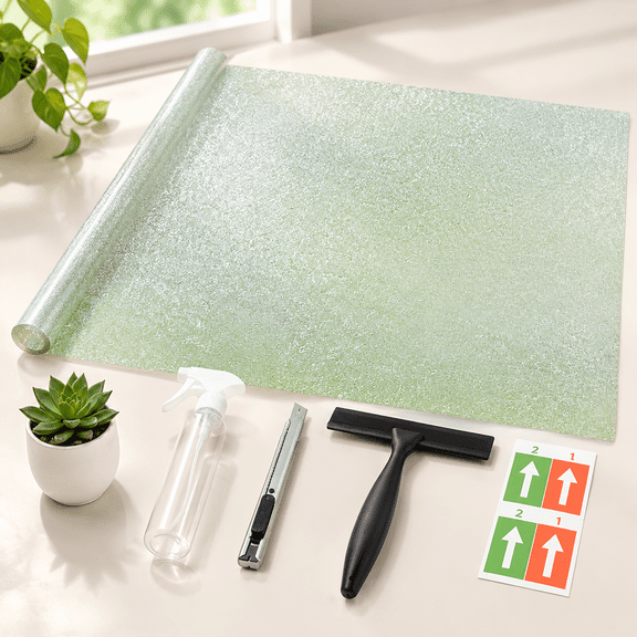 Clear 23.6 x 78.7 Inch Frosted Static Cling Window Film for Day and Night Use