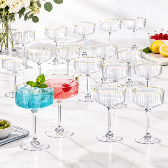 Clear 24 Count Plastic Martini Coupe Glasses, Disposable or Reusable