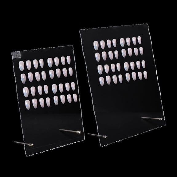 Clear 2pcs Nail Art Display Board Acrylic Nail Art Organiser Nail Tip Exhibition Clear Removable Holder Nail Practice Board Fingernail Display Rack Stand for Nail Art Design Display Manicure