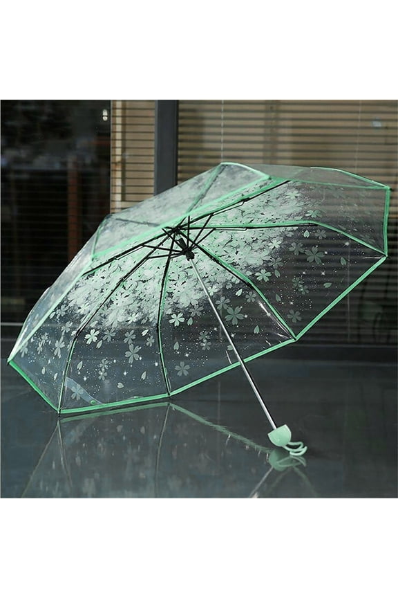 Clear 3-Fold Umbrella, Compact Transparent Travel Umbrella with Case