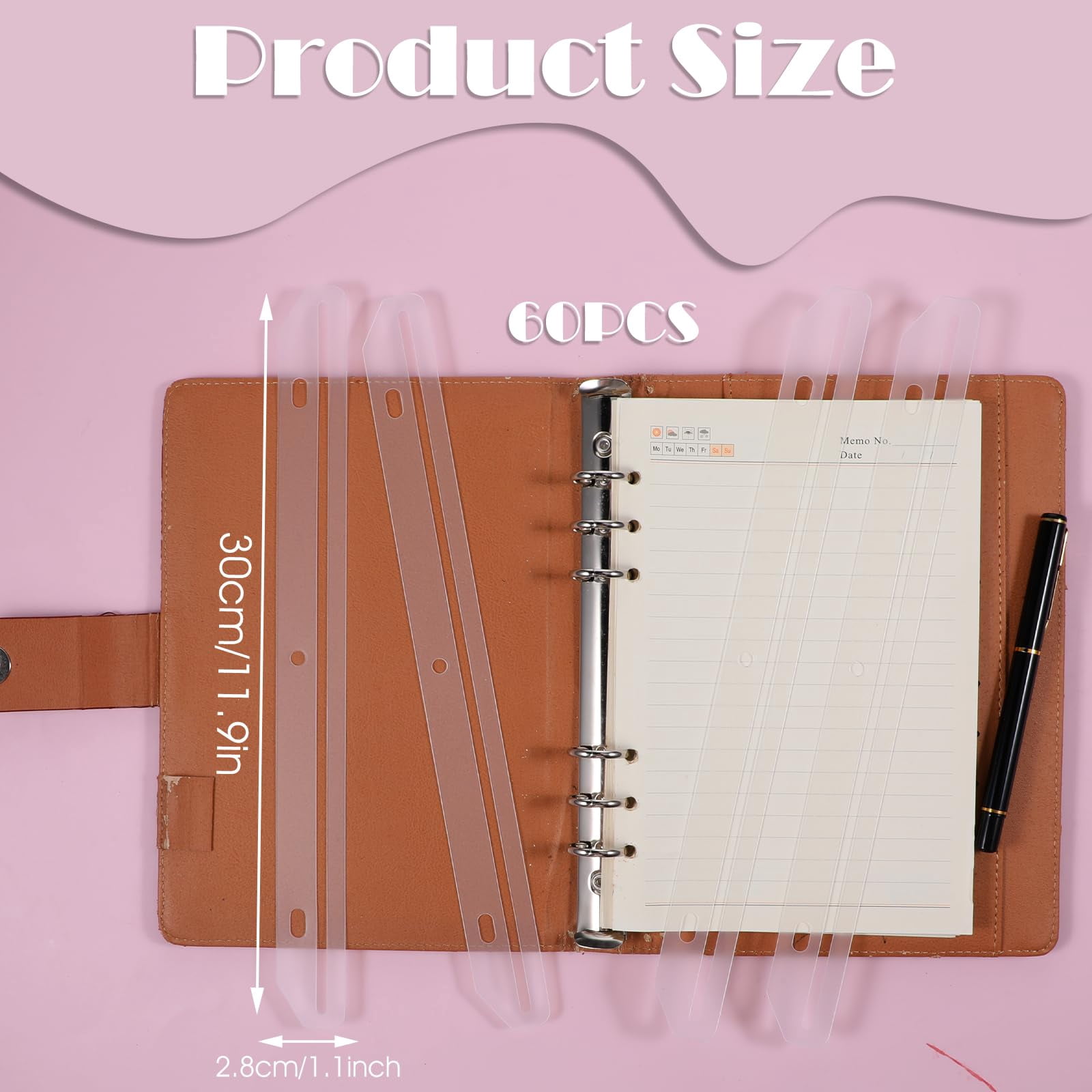 Ring Binder Rack Clear 3-Hole Magazine Holders 60 Pack Plastic Binder Organizer 11.6 In ...