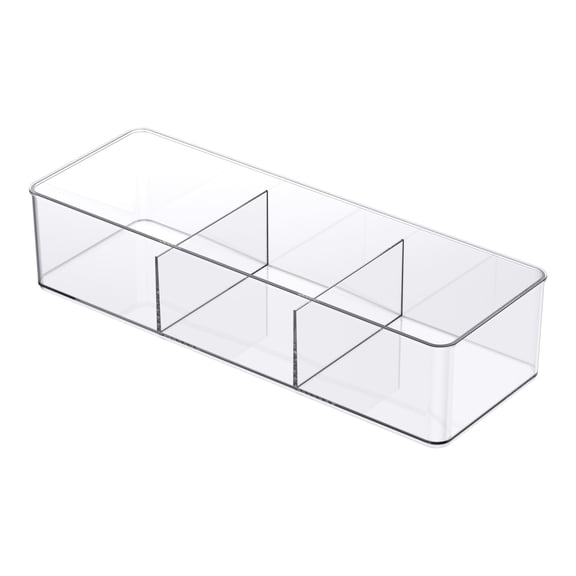 Simply Tidy Clear 3-Slot Storage Organizer Bin - Plastic Craft Supply Organizer for Safety Pins, Tape Rolls, Stamps & Ink Pads, Compatible with Lexington Carts, 18 Pack