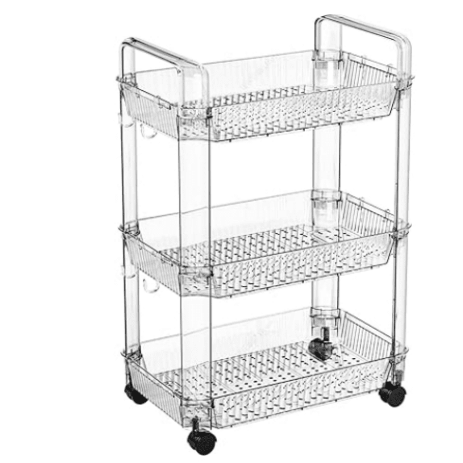 Clear 3 Tier Rolling Utility Cart with Wheels,Modern Bedside Cart for ...