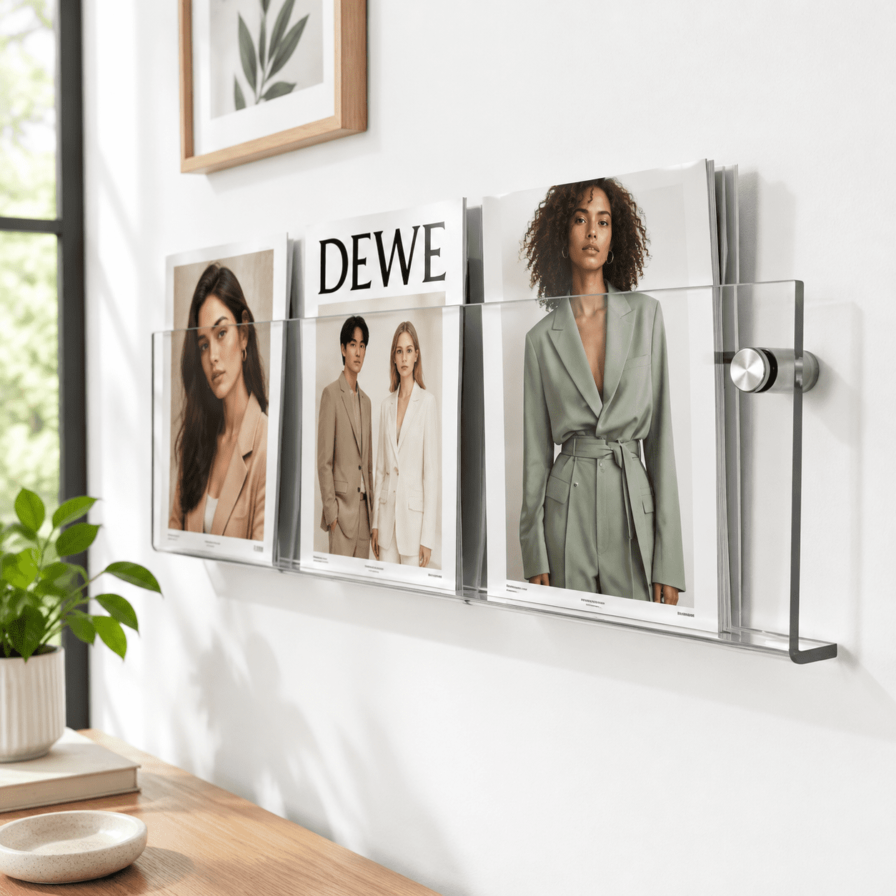 Clear 36 Inch Wall Mount Magazine and Literature Display Rack, 2 Pack ...