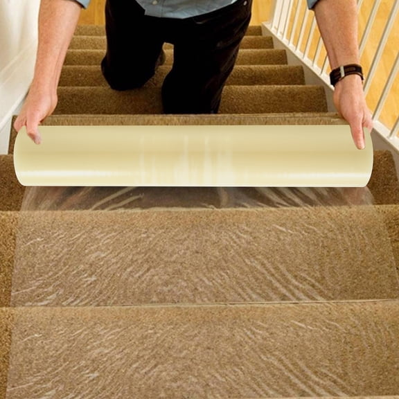 Clear 36"x500ft Self Adhesive Plastic Floor Protector Carpet Protector Film for Living Rooms