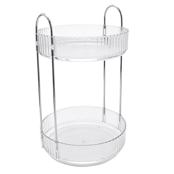 Clear, 360-Degree Rotating Cosmetic Organizer, 2-Tier Countertop Vanity Storage for Skincare & Perfume