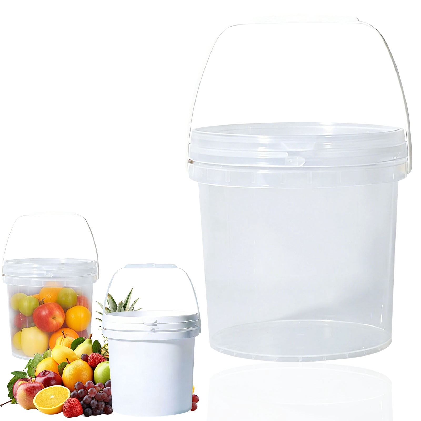 Clear 3L Food Grade Plastic Bucket with Tear Tab Lid, Round Clear ...