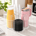 Store Cup Inverted Clear 4 Compartments Countertop Cup Dispenser Rotating Beverage ...