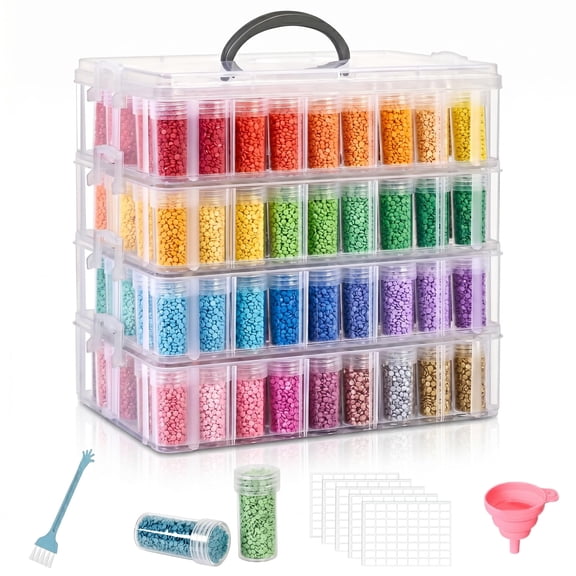 Clear-4 Tier Stackable Bead Organizer Box with 200 Slots