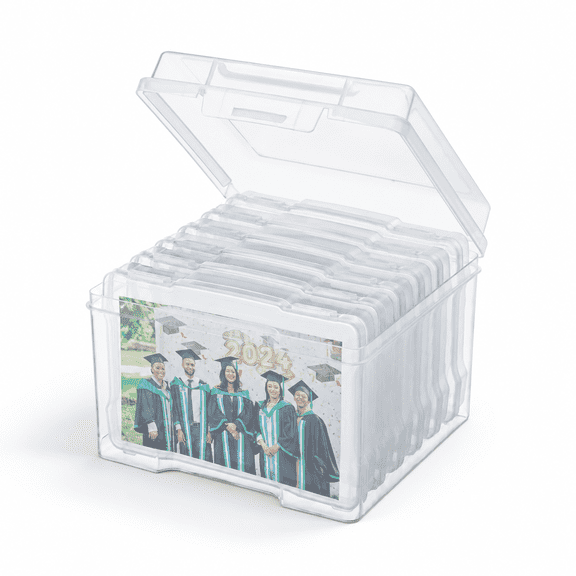 Clear 4"x6" Plastic Photo Storage Organizer with 6 Inner Cases for Crafts and Supplies