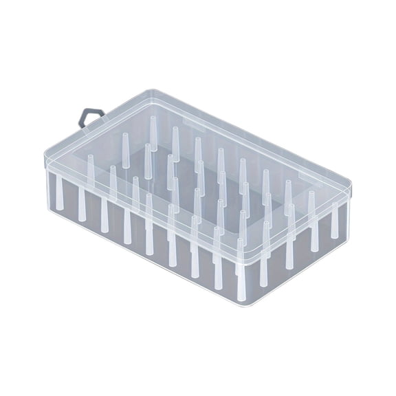 Clear 42 Spool Plastic Thread Organizer Box For Home Sewing Multi Function Transparent Desktop Storage Case For Needles Buttons 1Pc 0.41 Lb