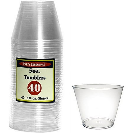 Clear 5-Ounce Plastic Tumblers, 40-Pack