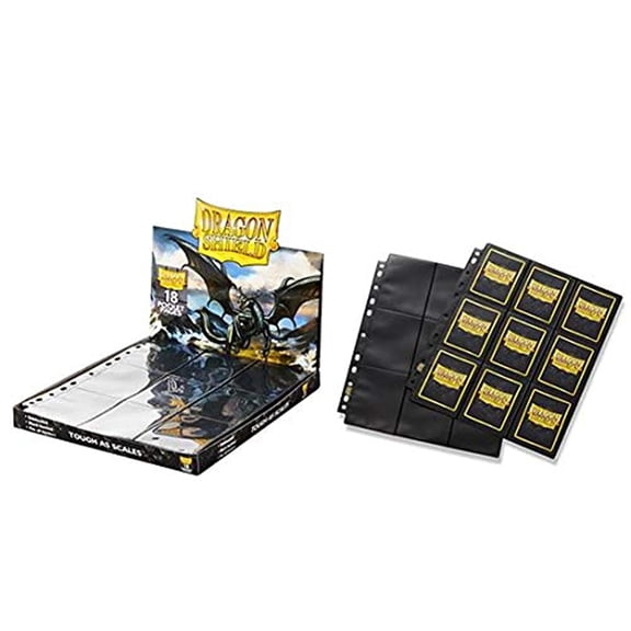 Clear 50 Pack Dragon Shield 18 Pocket Binder Pages Card Storage for 3 Ring Binder Portfolio Display
