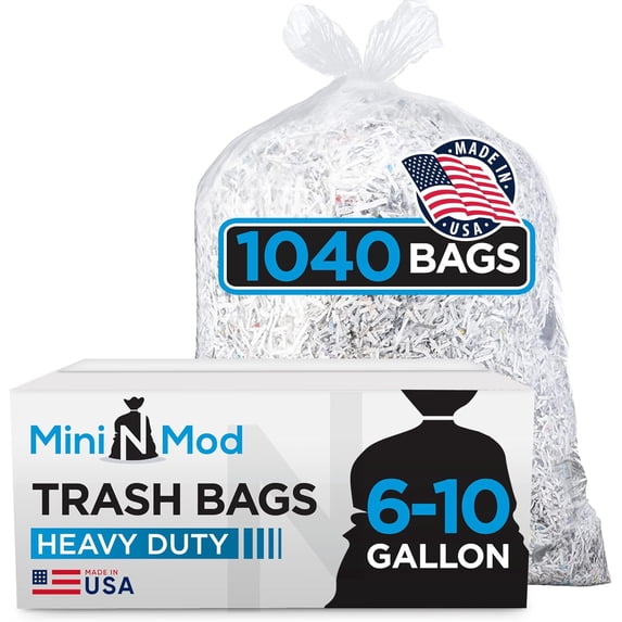 Clear 6-10 Gallon Trash Bags – Bulk 1040 Count – 8 Gallon Garbage Bags on Roll – Unscented Waste Basket Liners, Office Trash Can Liners for Home, Bathroom, Commercial, Janitorial, Industrial Use