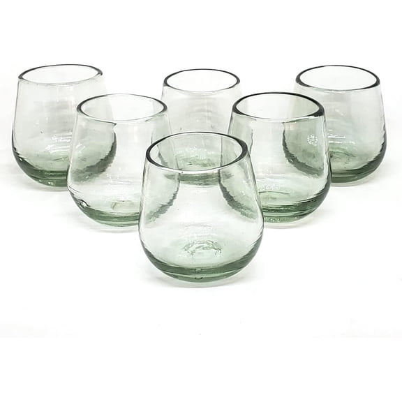 Clear 6 oz Roly Poly Glasses Set of 6 Recycled Glass Lead-Free Toxin-Free