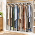 Clear 60 Inch 6-Pack Gusseted Hanging Garment Bags for Clothes Storage ...