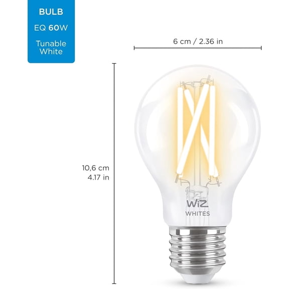Clear 60W A19 Tunable White Filament Smart Bulb - Pack of 6