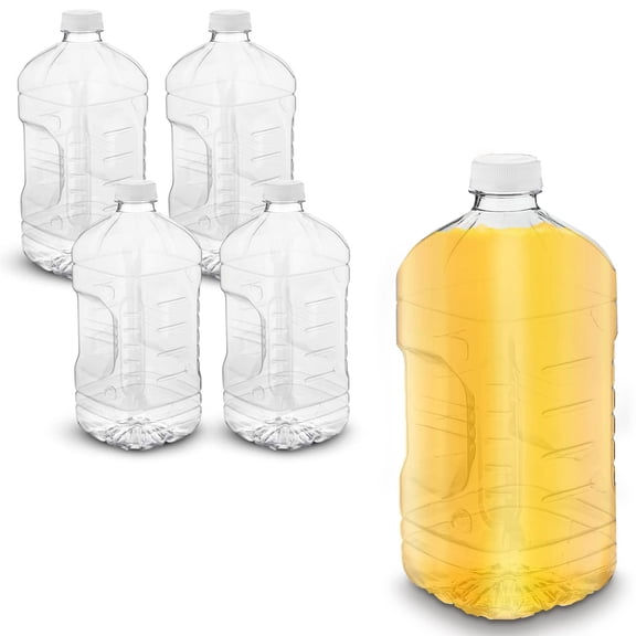 Clear 64 Oz Pet Plastic Empty Juice Bottles With Tamper Evident Caps, Set of 4