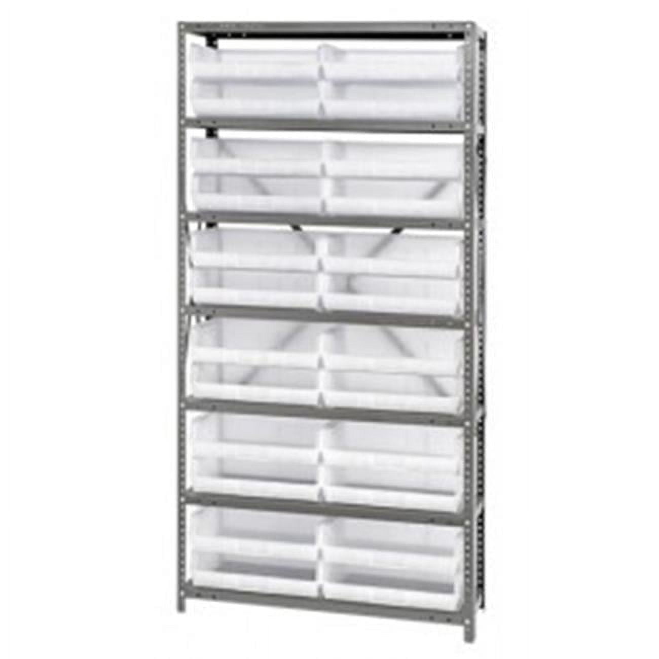 Clear 7 Shelf Unit With 24 Storage Bin Steel Shelving System - 12 x 36 ...