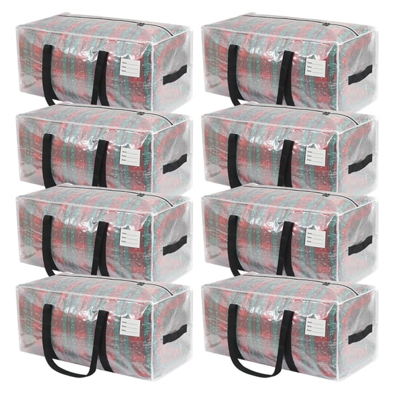 Clear 8 Pcs Plastic Storage Totes, Heavy Duty Moving and Organization Bags