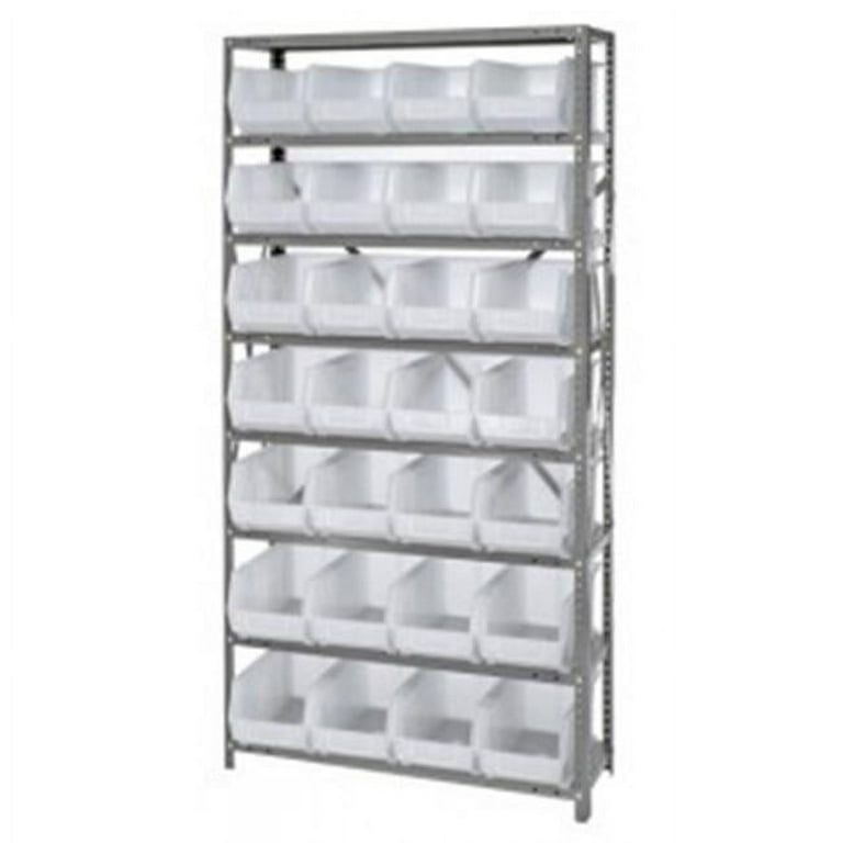 Clear 8 Shelf Unit With 28 Storage Bin Steel Shelving System - 12 x 36 x 75  in.