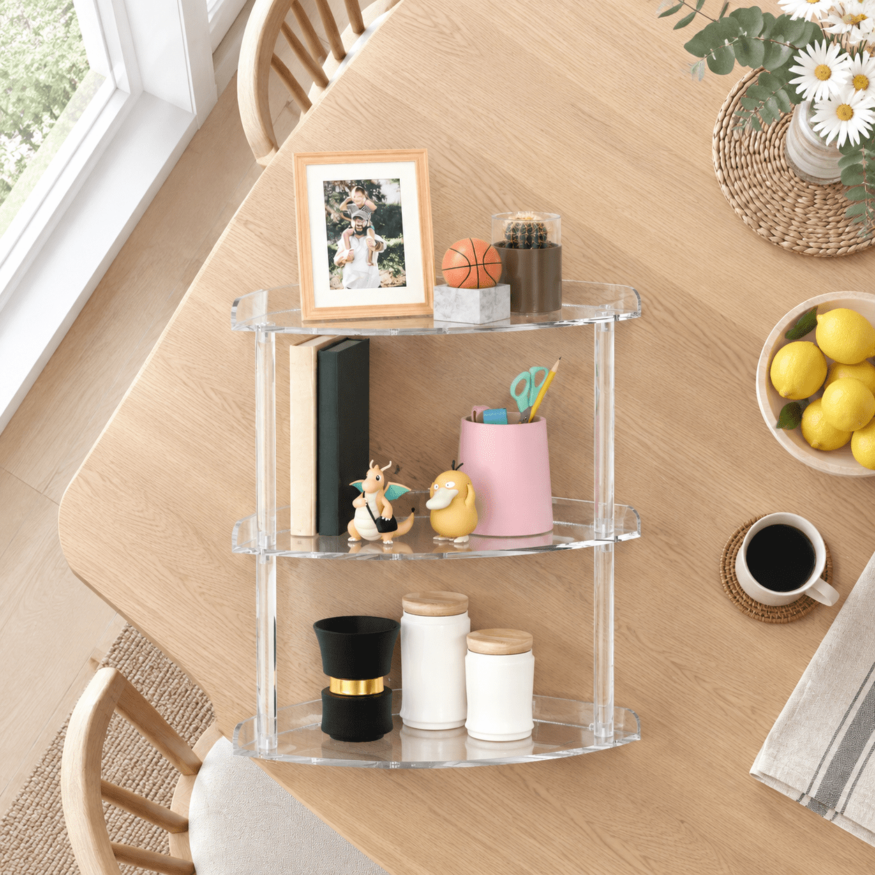 Kitchen Corner Storage Rack Clear 9.4x9.4x15.7 Inch 3 Tier Corner Organizing Rack for Bathroom ...