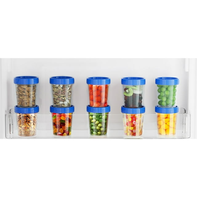 Clear 9oz Twist cap Salad Dressing Containers, Airtight Leakproof Condiment Cups with Blue Screw Lids, Reusable & Stackable Containers for Dips, Dressings, Snacks, and Meal Prep