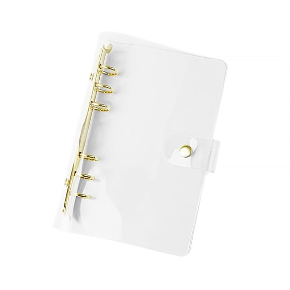 Clear A5 Binder Cover 6-Ring PVC 7" x 9" Loose Leaf Folders Refillable Soft Notebook Shell Protector (Gold A5 Binder)