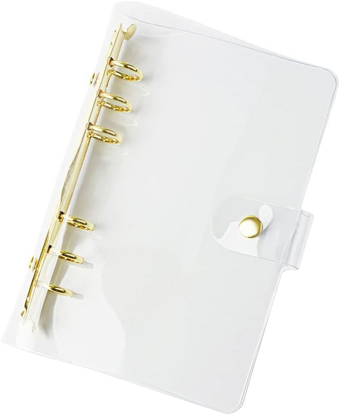 Clear A6 Binder Cover Gold Round 6 Ring PVC Binders Snap