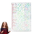 thumbnail image 1 of Clear A6 Binder Cover Pvc 6-Ring Budget Binders Refillable Notebook Shell Protector Laser Star 2 Buttons Closure For Envelopes Style B, 1 of 6
