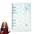thumbnail image 1 of Clear A6 Binder Cover Pvc 6-Ring Budget Binders Refillable Notebook Shell Protector Laser Star 2 Buttons Closure For Envelopes Style C, 1 of 6